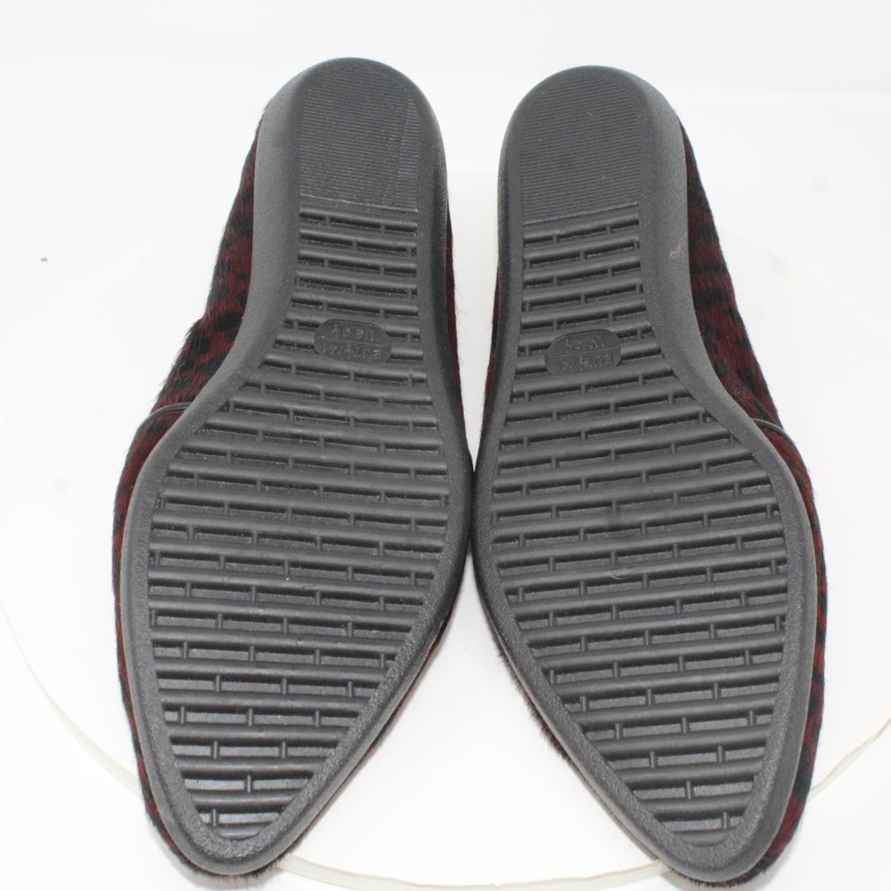 The Flexx Vera Pelle 9.5M Dark Red Black Animal Print Leather Almond Toe Flats - Picture 7 of 10